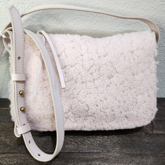 NWT Madewell Simple Genuine Shearling and Leather Crossbody Bag Avalon - Picture 8 of 15